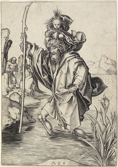 Heiliger Christophorus, ca. 1475-1480 von Martin Schongauer